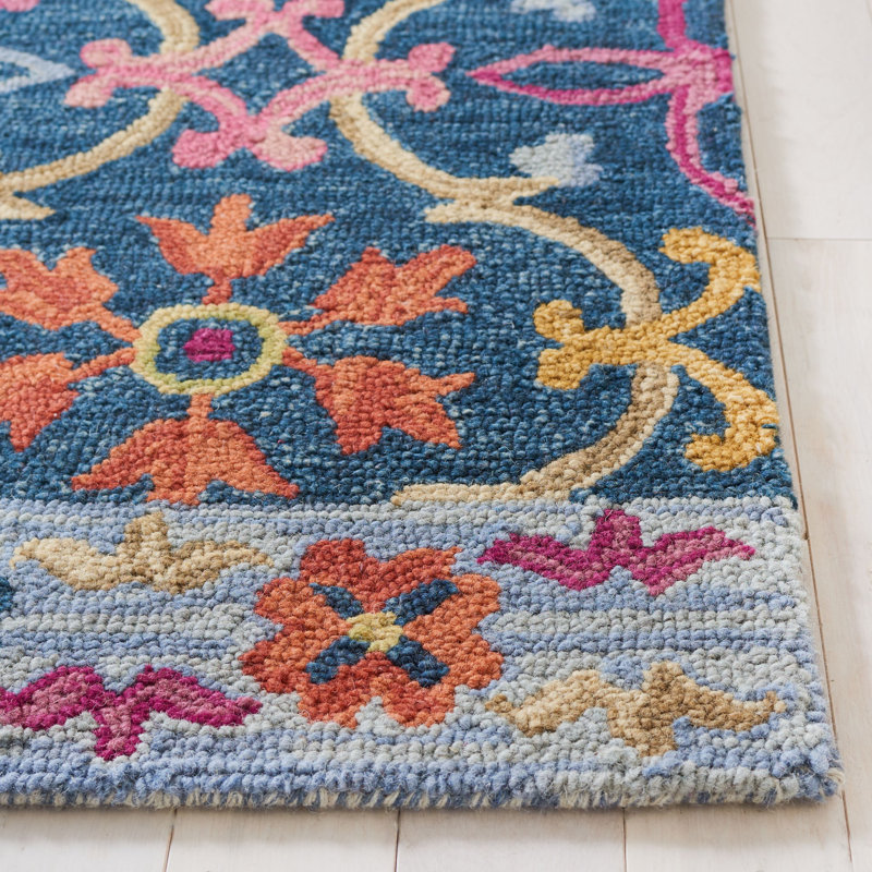 Bungalow Rose Talmo Wool Blue/Yellow Area Rug & Reviews Wayfair